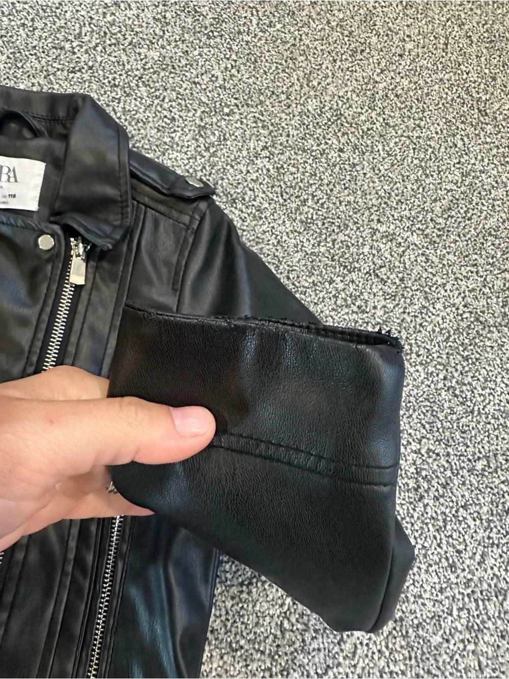 ZARA Kids Black Faux Leather Moto Jacket